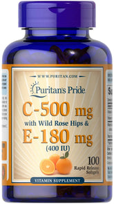 Vitamin C & E 500 mg/ 180 mg (400 IU) with Rose Hips