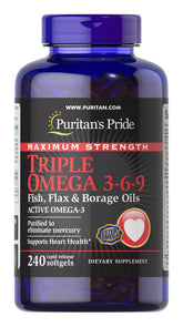 Maximum Strength Triple Omega 3-6-9 Fish, Flax & Borage Oils