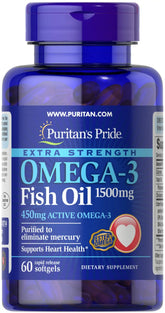 Extra Strength Omega-3 Fish Oil 1500 mg (450 mg Active Omega-3)