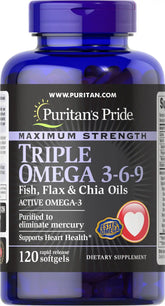 Maximum Strength Triple Omega 3-6-9 Fish, Flax & Chia Oils