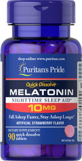 Quick Dissolve Melatonin 10 mg Strawberry Flavor