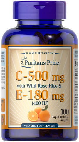 Vitamin C & E 500 mg/ 180 mg (400 IU) with Rose Hips