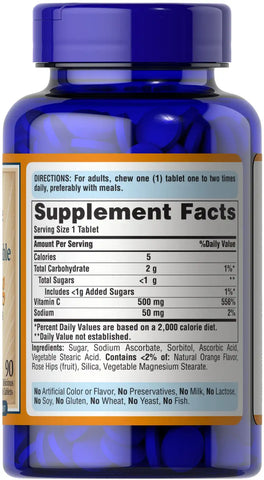 Chewable Vitamin C 500 mg with Rose Hips