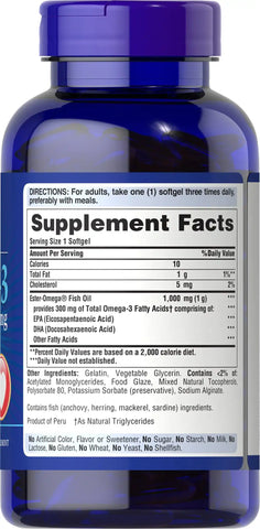 Omega-3 Fish Oil Coated 1200 mg (360 mg Active Omega-3)