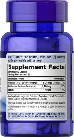 Calcium Carbonate 600 mg + Vitamin D 3.125 mcg (125 IU)