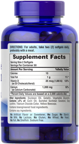 Absorbable Calcium 1200 mg Plus Vitamin D3 25 mcg