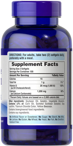 Absorbable Calcium 1200 mg Plus Vitamin D3 25 mcg