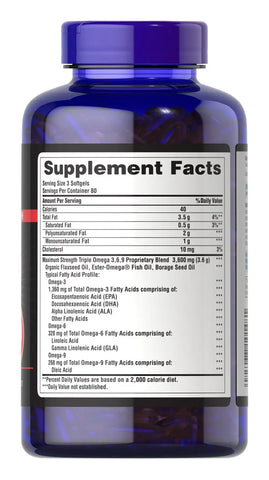 Maximum Strength Triple Omega 3-6-9 Fish, Flax & Borage Oils