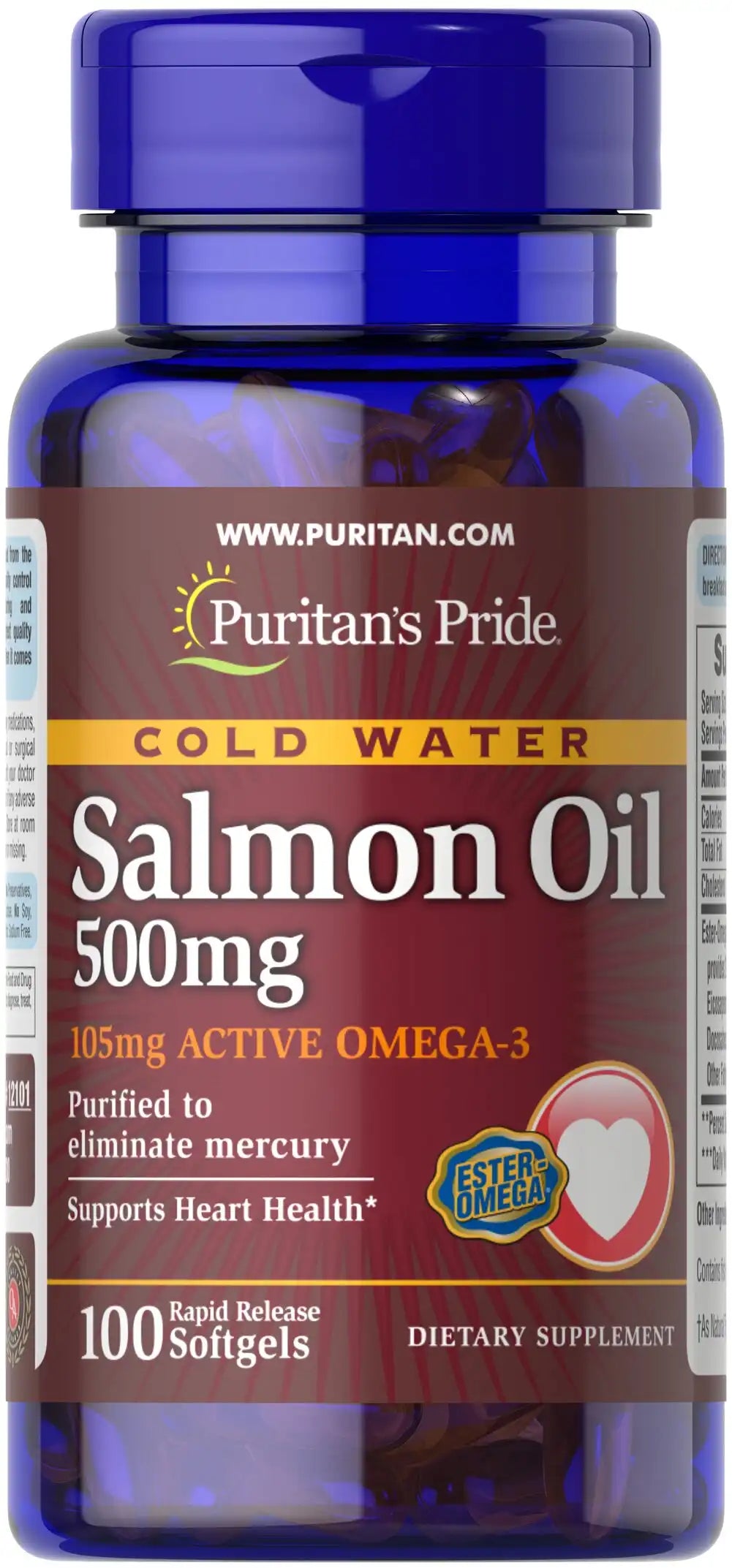 Omega-3 Salmon Oil 500 mg (105 mg Active Omega-3)