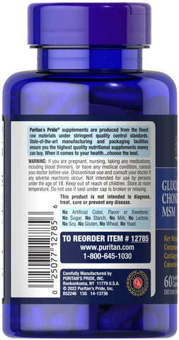 Glucosamine, Chondroitin & MSM Capsules-3 Per Day Formula