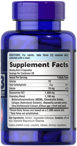 Glucosamine, Chondroitin & MSM Capsules-3 Per Day Formula