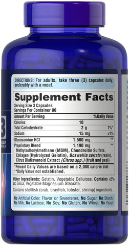 Glucosamine, Chondroitin & MSM Capsules-3 Per Day Formula