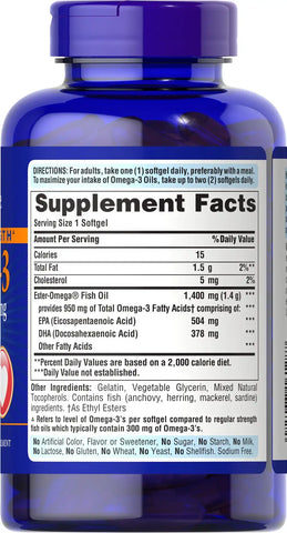 Triple Strength Omega-3 Fish Oil 1400 mg (950 mg Active Omega-3)
