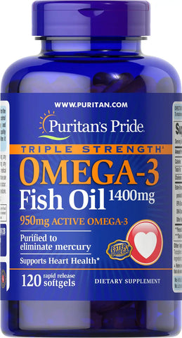 Triple Strength Omega-3 Fish Oil 1400 mg (950 mg Active Omega-3)