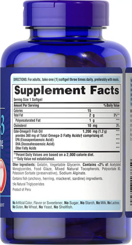Omega-3 Fish Oil Coated 1200 mg (360 mg Active Omega-3)