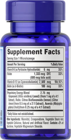 Vitamin B-12 2500 mcg Sublingual with Folic Acid, Vitamin B-6 & Biotin