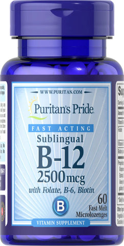 Vitamin B-12 2500 mcg Sublingual with Folic Acid, Vitamin B-6 & Biotin