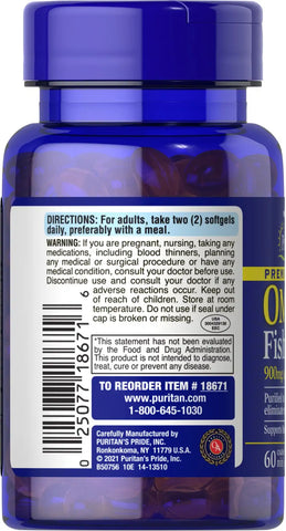 Omega-3 Fish Oil 1290 mg per serving (2 Mini Gels) 900 mg Active Omega-3