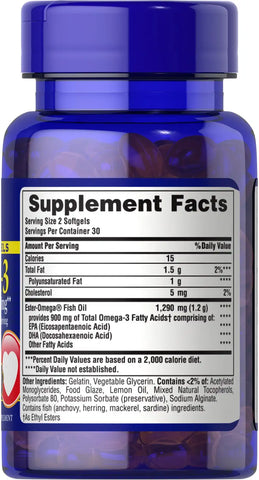 Omega-3 Fish Oil 1290 mg per serving (2 Mini Gels) 900 mg Active Omega-3
