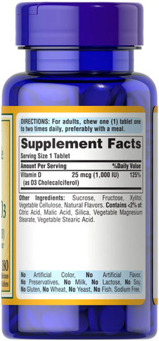 Chewable Vitamin D3 25 mcg (1000 IU)