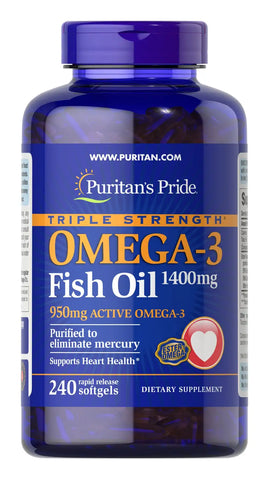 Triple Strength Omega-3 Fish Oil 1400 mg (950 mg Active Omega-3)