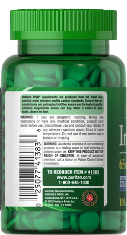 Iron 65 mg (Ferrous Sulfate)