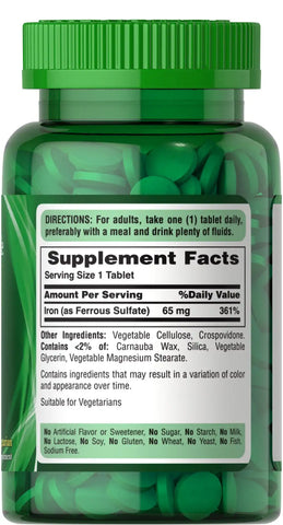 Iron 65 mg (Ferrous Sulfate)