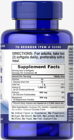 Absorbable Calcium 600 mg plus Magnesium 300mg & Vitamin D 25 mcg (1,000 IU)