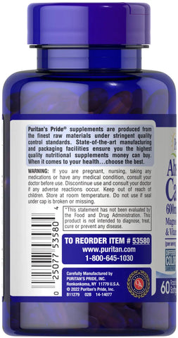 Absorbable Calcium 600 mg plus Magnesium 300mg & Vitamin D 25 mcg (1,000 IU)