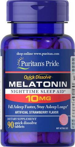 Quick Dissolve Melatonin 10 mg Strawberry Flavor