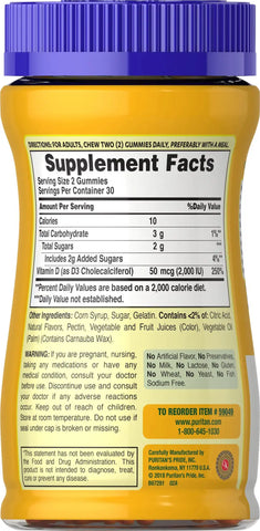 Vitamin D3 2000 IU (per serving) Gummies